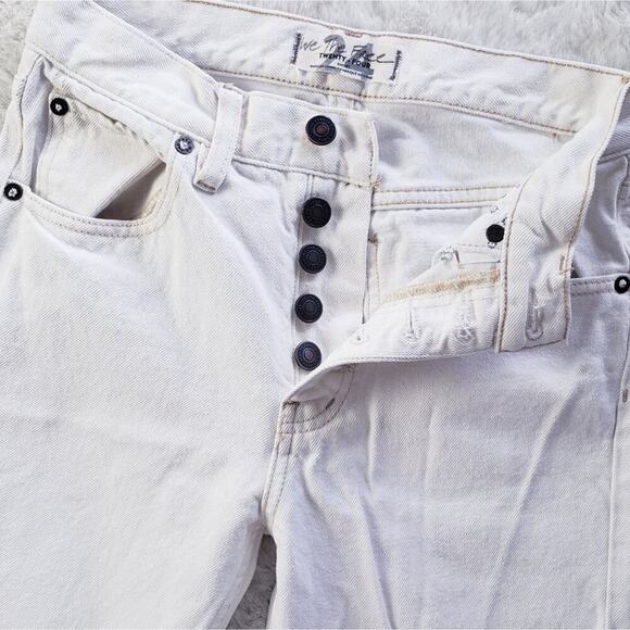 NEW Free People White Blossom Rigid High Waisted Frayed Hem Ankle Jean - Picture 5 of 12